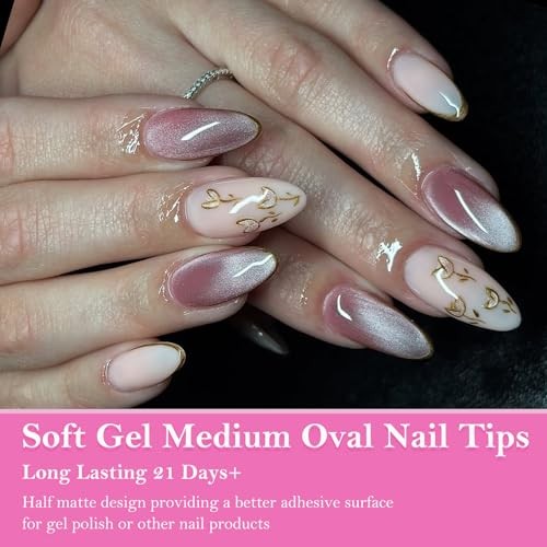Medium Oval Gel Nail Tips, 600pcs Round Acrylic Nail Medium Oval Nail Tips