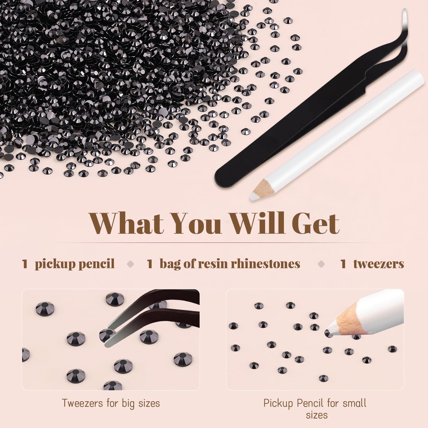 5000PCS 3mm Resin Rhinestones in Bulk (Black), Bedazzling Flatback Crystals f…
