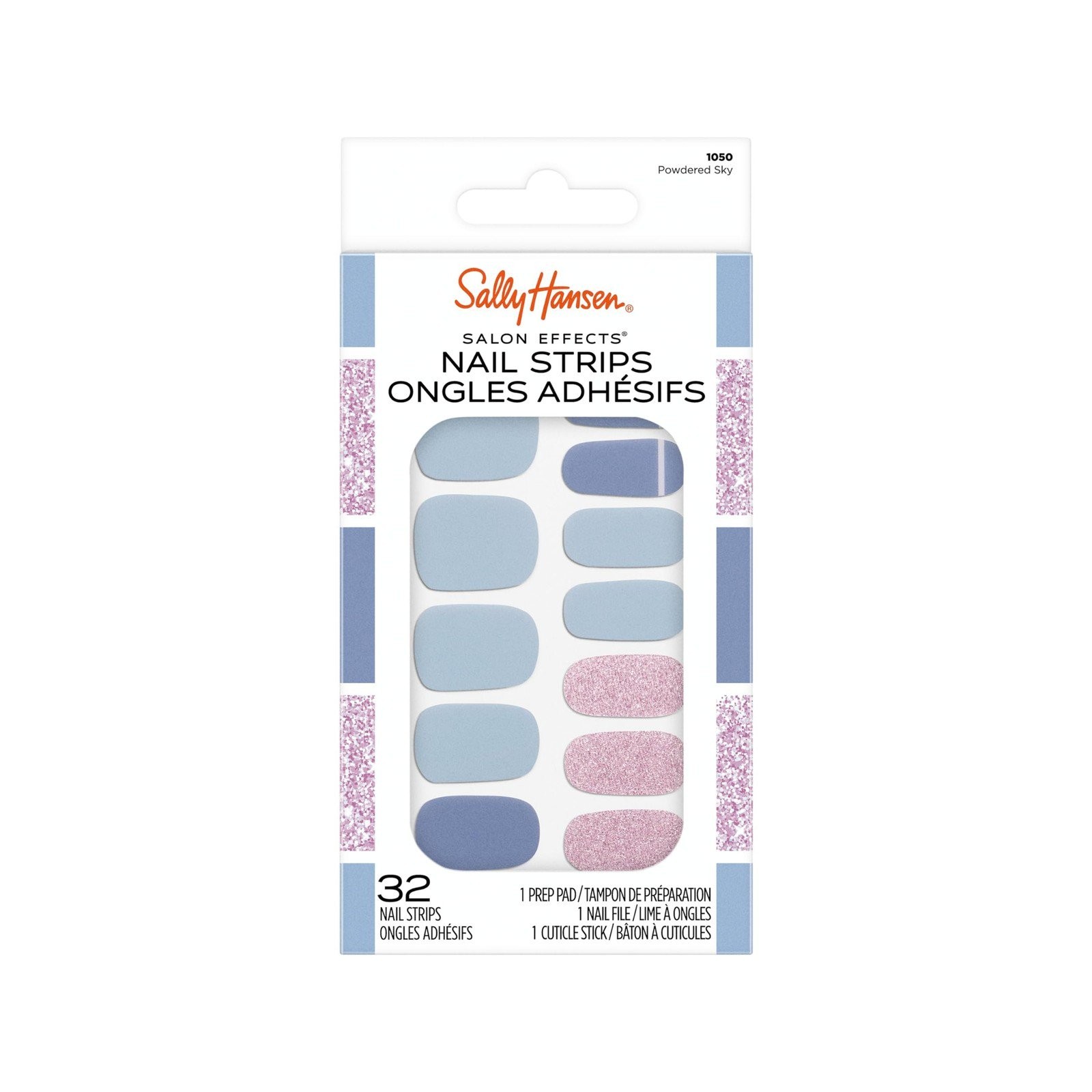 Sally Hansen Salon Effects, Powdered Sky​, Nail Strips, No UV Light Needed,…