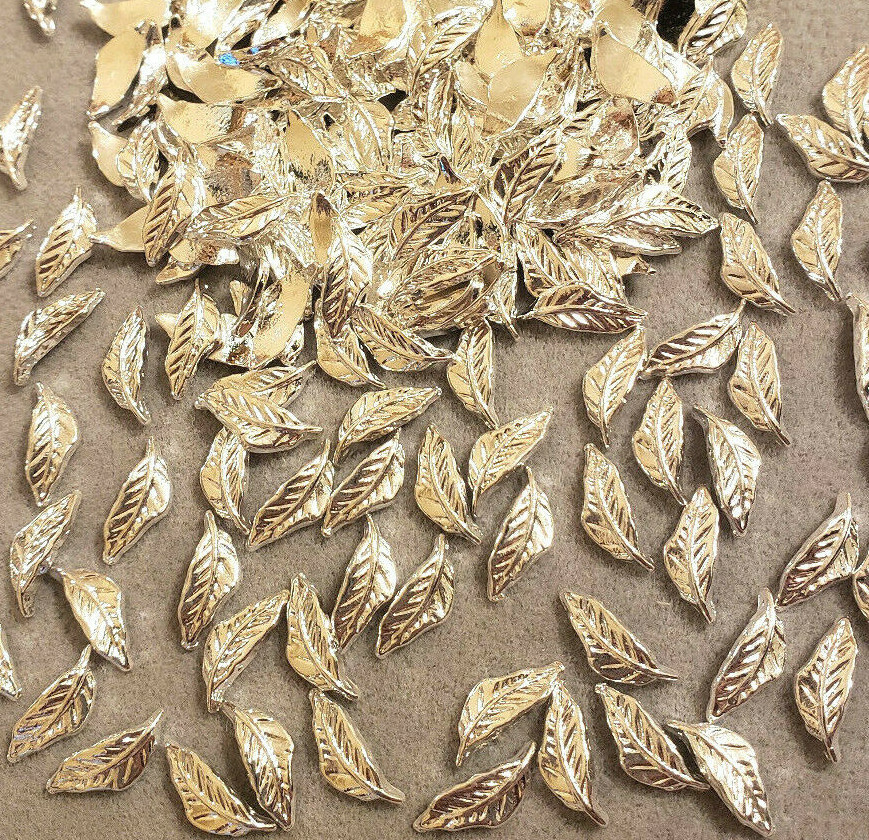 10/20pcs New 3D Gold/Silver Leaf Metel Alloy Charms Nail Art Jewelry Decoration