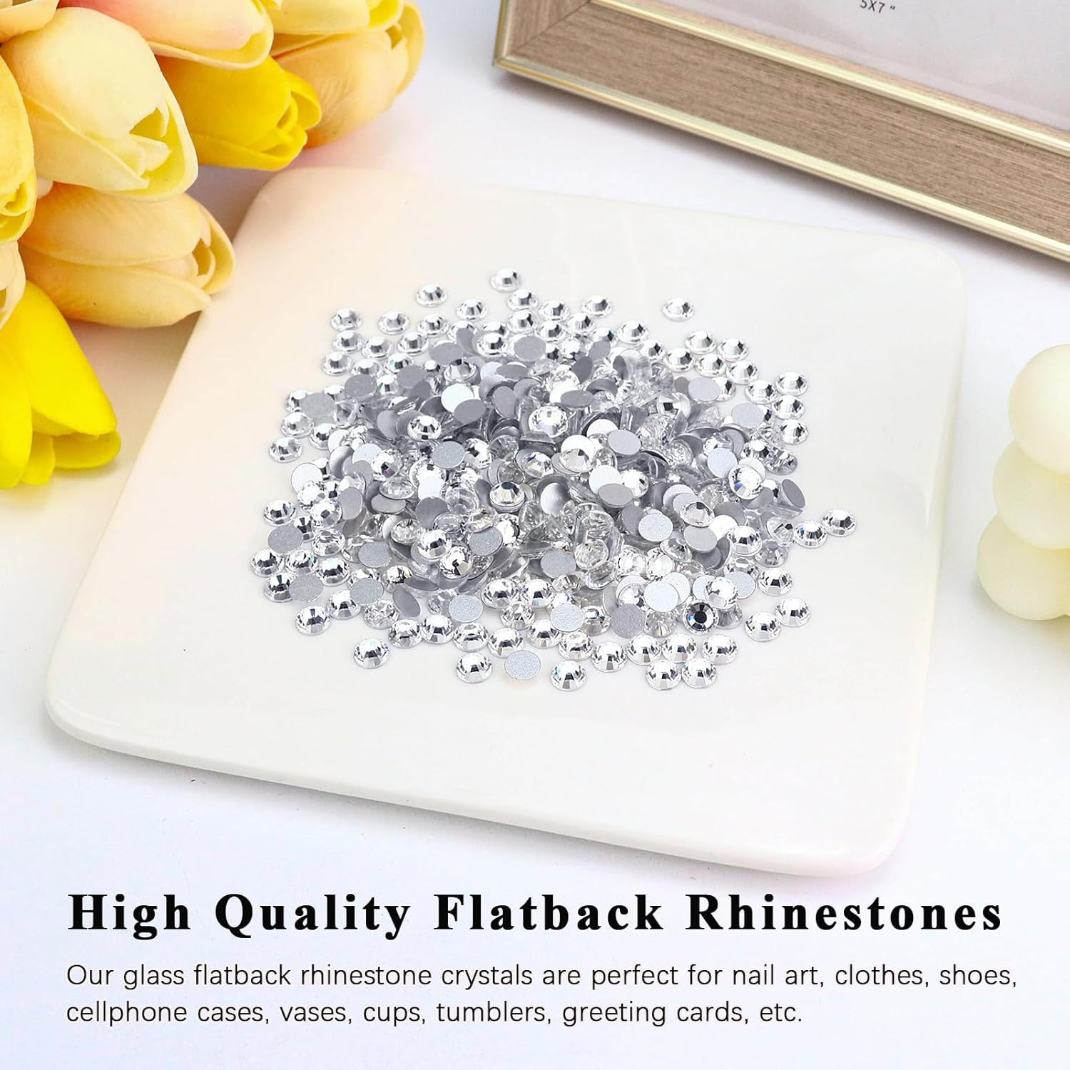 1440PCS SS6 Flatback Rhinestones, Glass Crystal Gems for Nail Art and Craft Clot