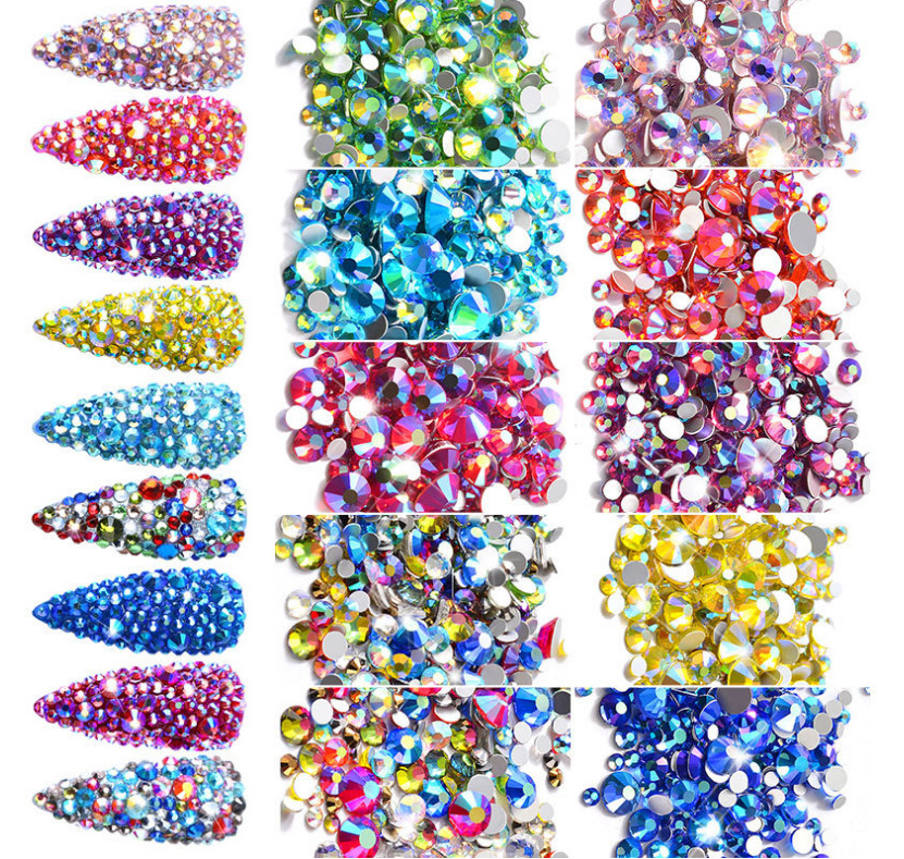300pcs Crystal AB Rhinestones Flatback Strass Nail Art Case Shoe Decoration NS4