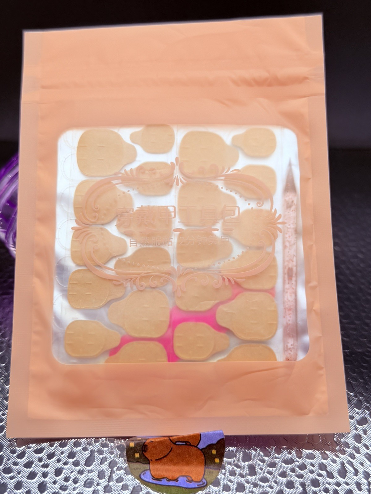 10 PCs Handmade Medium Length Almond Press On Nails Angel Wing Heart Pink White