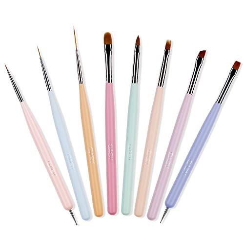 8 Piece Nail Art Brush Set for Detail Painting French Liner And Dotting Pens