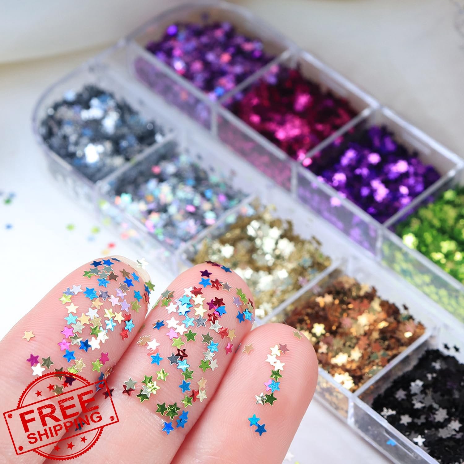 KZBTRBT colorful -8 Star Nail Glitter