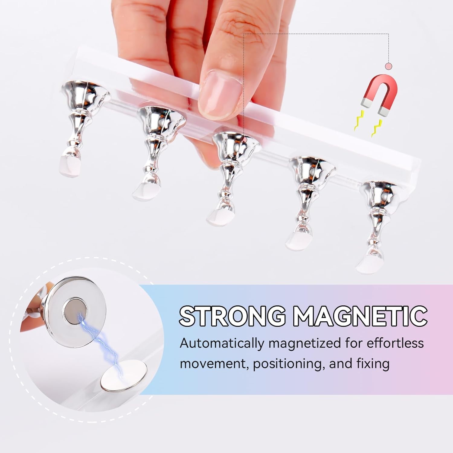 Beginner Friendly Acrylic Nail Art Holder with Magnetic Stability & Tape Support