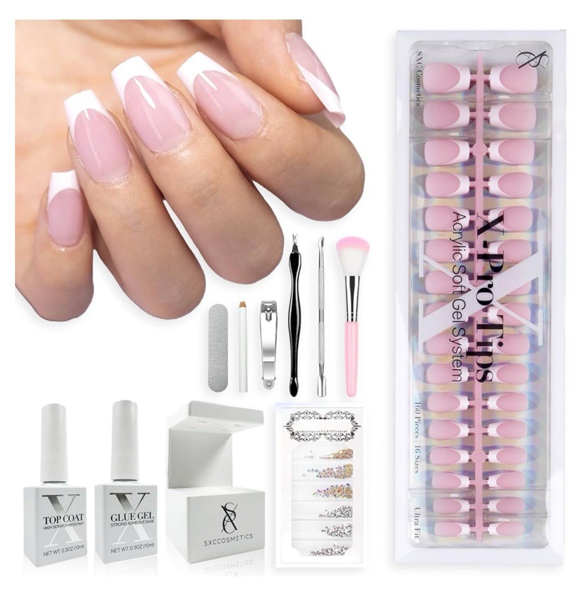 SXC Cosmetics X-Pro Tips Acrylic Soft Gel System for Nails New Sealed