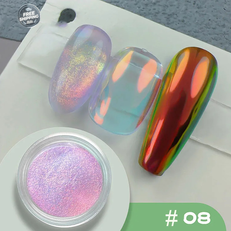 12 Grids Mirror Effect Mermaid Nail Powder Holographic Pearl Chrome Pigment Fine