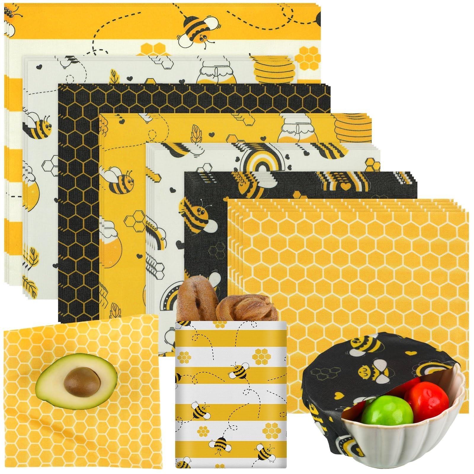 Tranqun 27 Pack Beeswax Wraps for Food Reusable Beeswax Assorted Br… Fast Ship