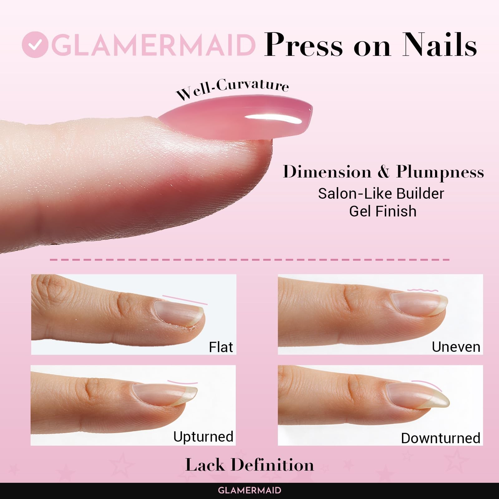 GLAMERMAID Nude Pink Press on Nails Short, 24 Count (Pack of 1), Aurora
