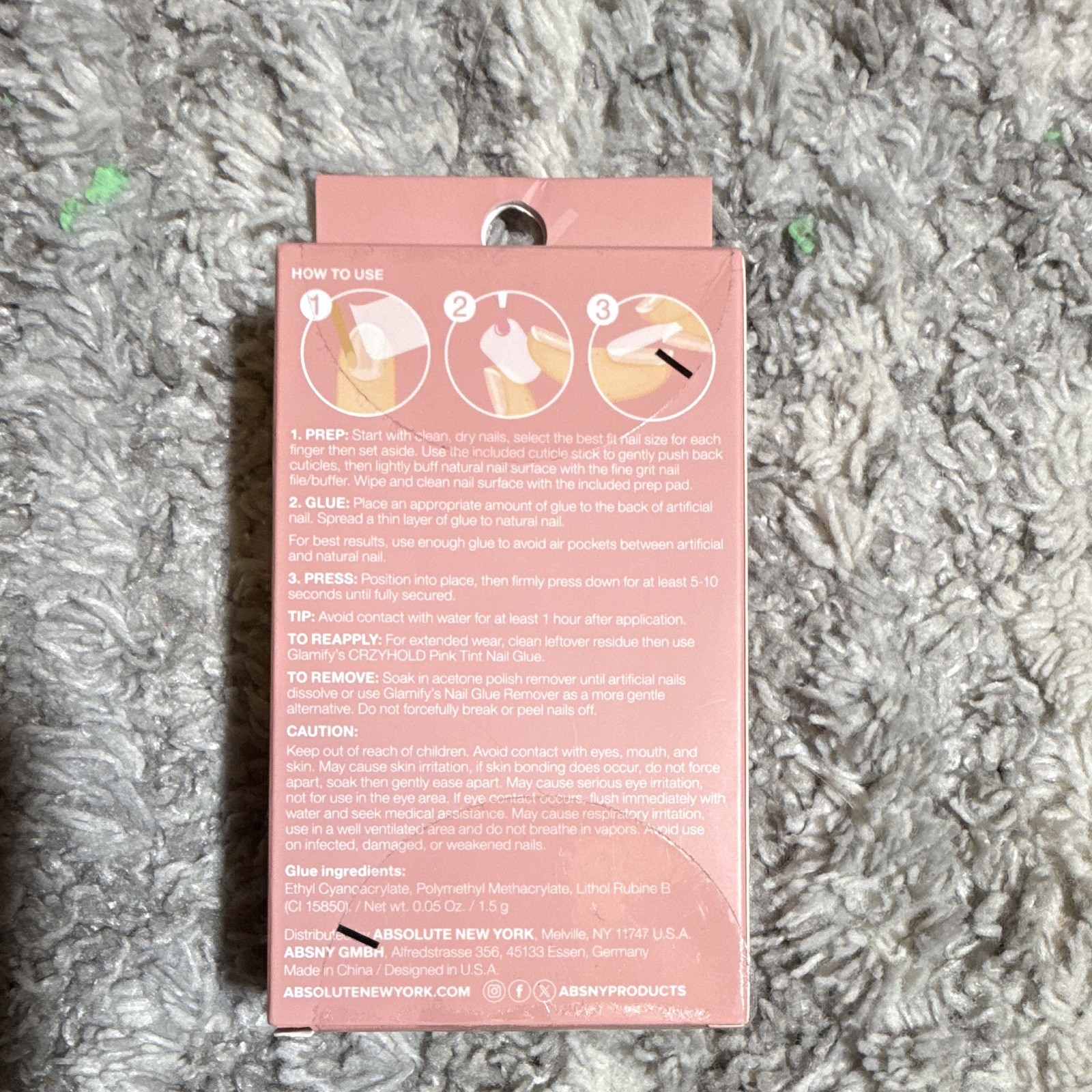 Glamify & L.A. Colors Press-On Nails 3pc French Holographic Glitter Glue