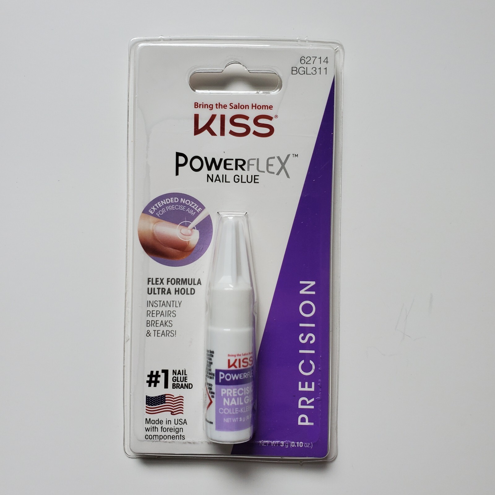 3 Kiss PowerFlex Nail Glue Precision 3 Pack Lot Ultra Hold Flex Formula 62714