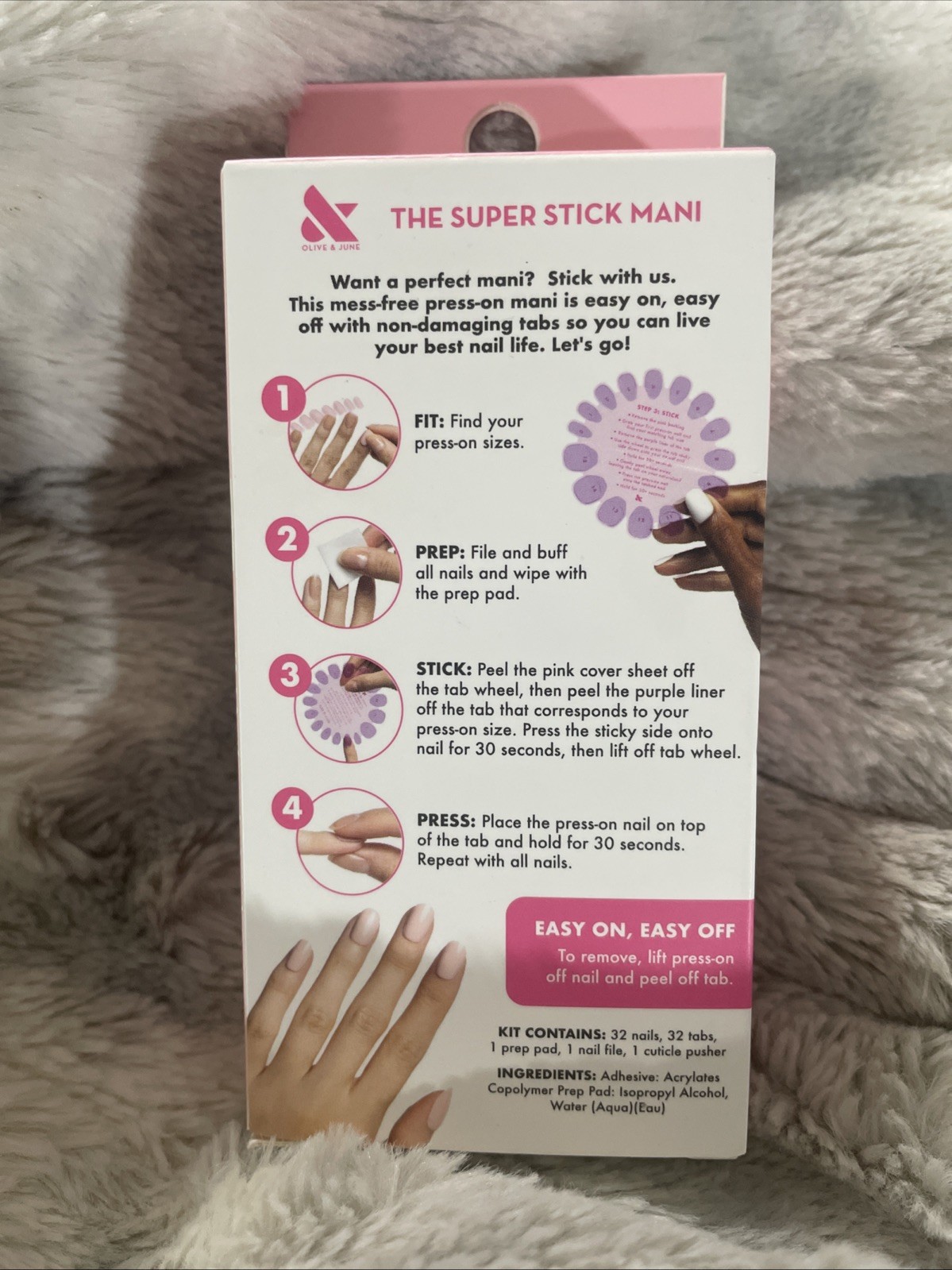 Olive & June Press-On Nails Super Stick Round Short Glazed French