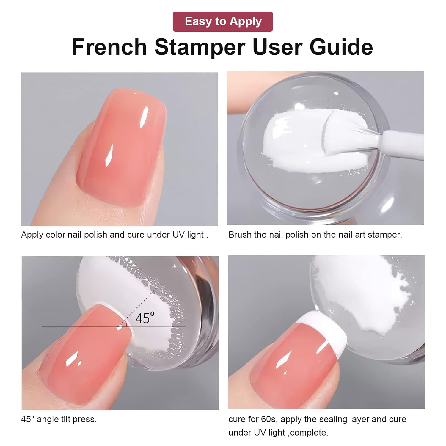 Estampador de unas silicona transparente con raspador Manicura corporal visible