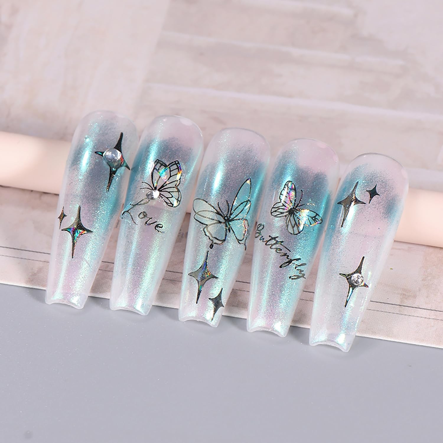 Black Butterfly Nail Art Stickers Decals-3D Butterflies Nail -Adhesive Sticke…