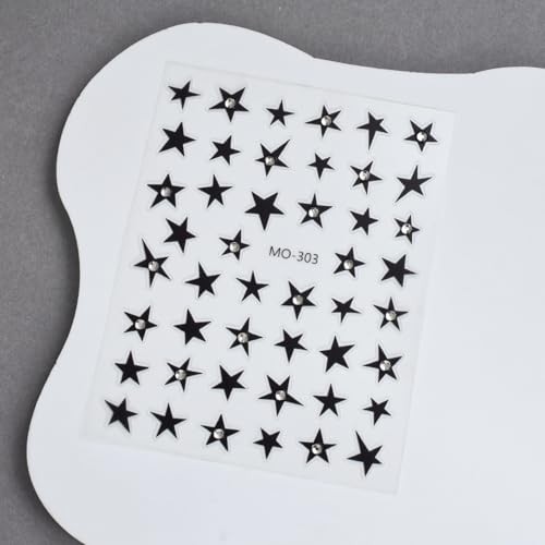 Rhinestones Gold Star Nail Art Stickers Decals 5D Self Adhesive Gold Style-16