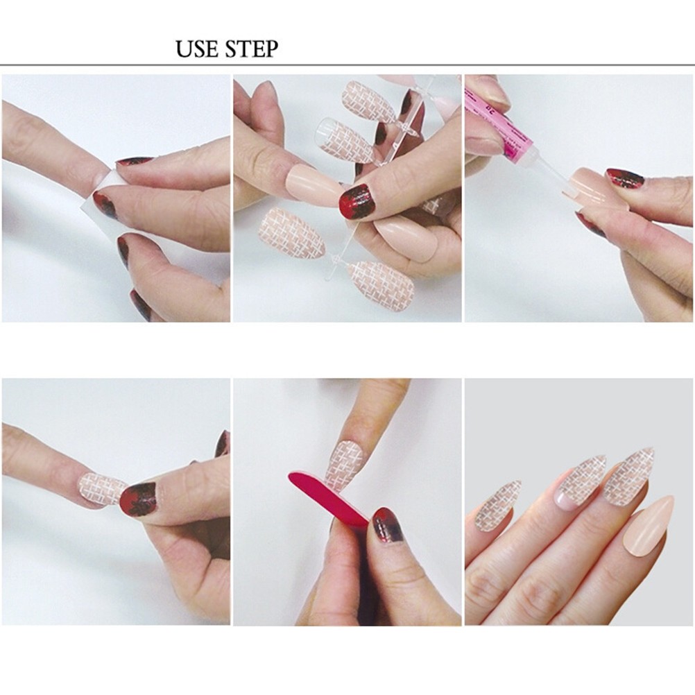 24Pcs Reusable Pink False Nails Full Cover Nail Tips for DIY Nail Art