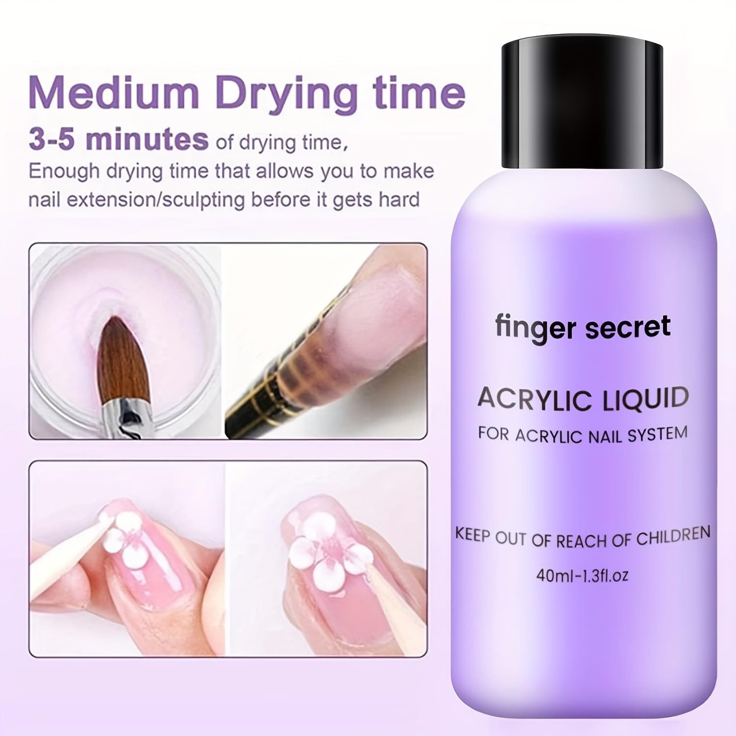 finger secret Basic Acrylic Nail Kit,Acrylic Powder and Liquid Multicolor-A2