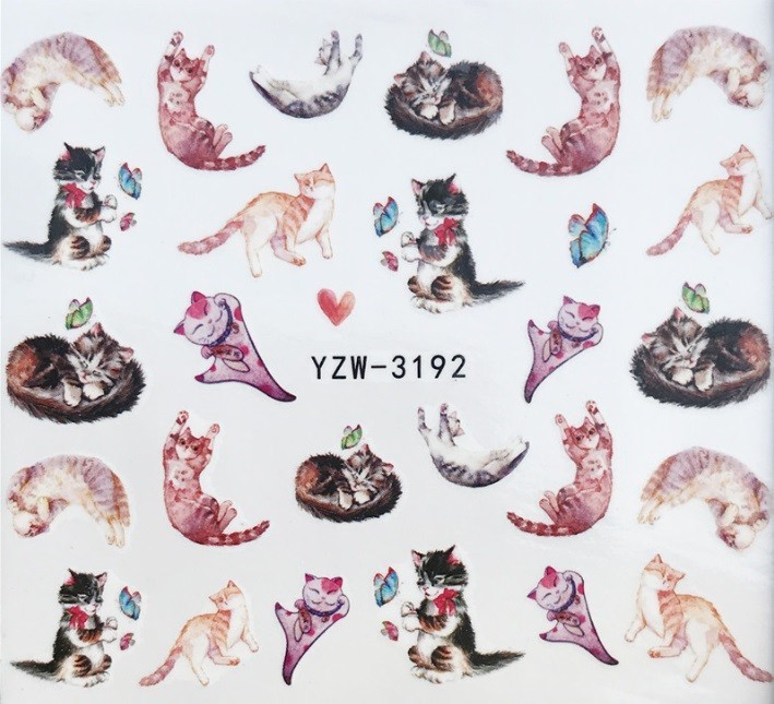 Nail Art Water Decals Spring Cute Kitty Cats Cat Flowers Roses Cats (Group 1)