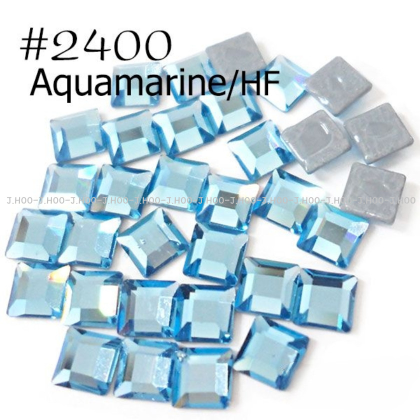 Swarovski 2400 Square Hotfix Flat Back 3mm Aquamarine 20pcs