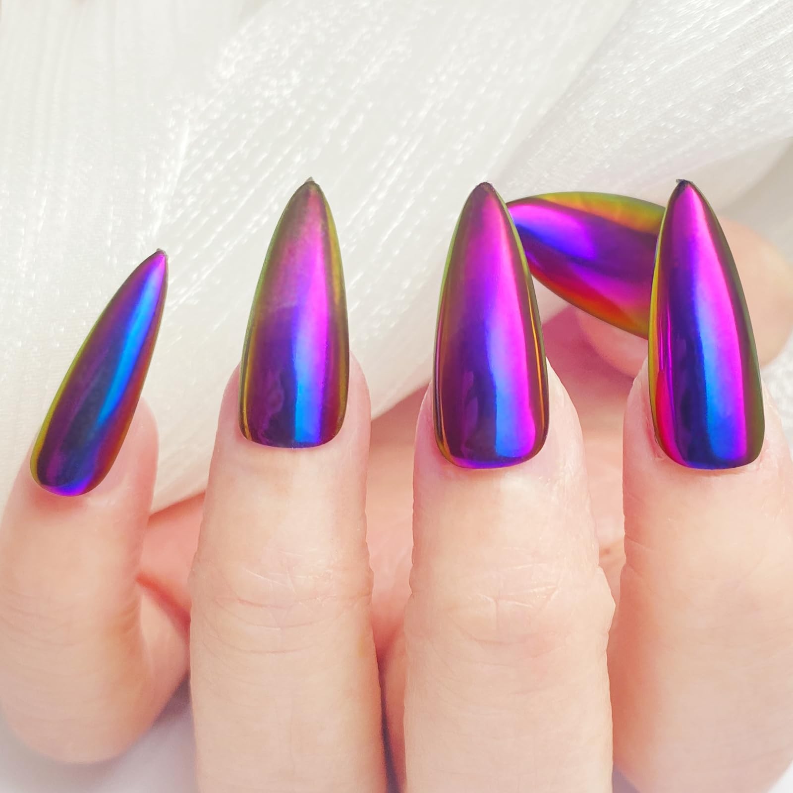 Chameleon Chrome Nail Powder, Color-Shift Nail Powder Pigment Glitter Dust Ma…