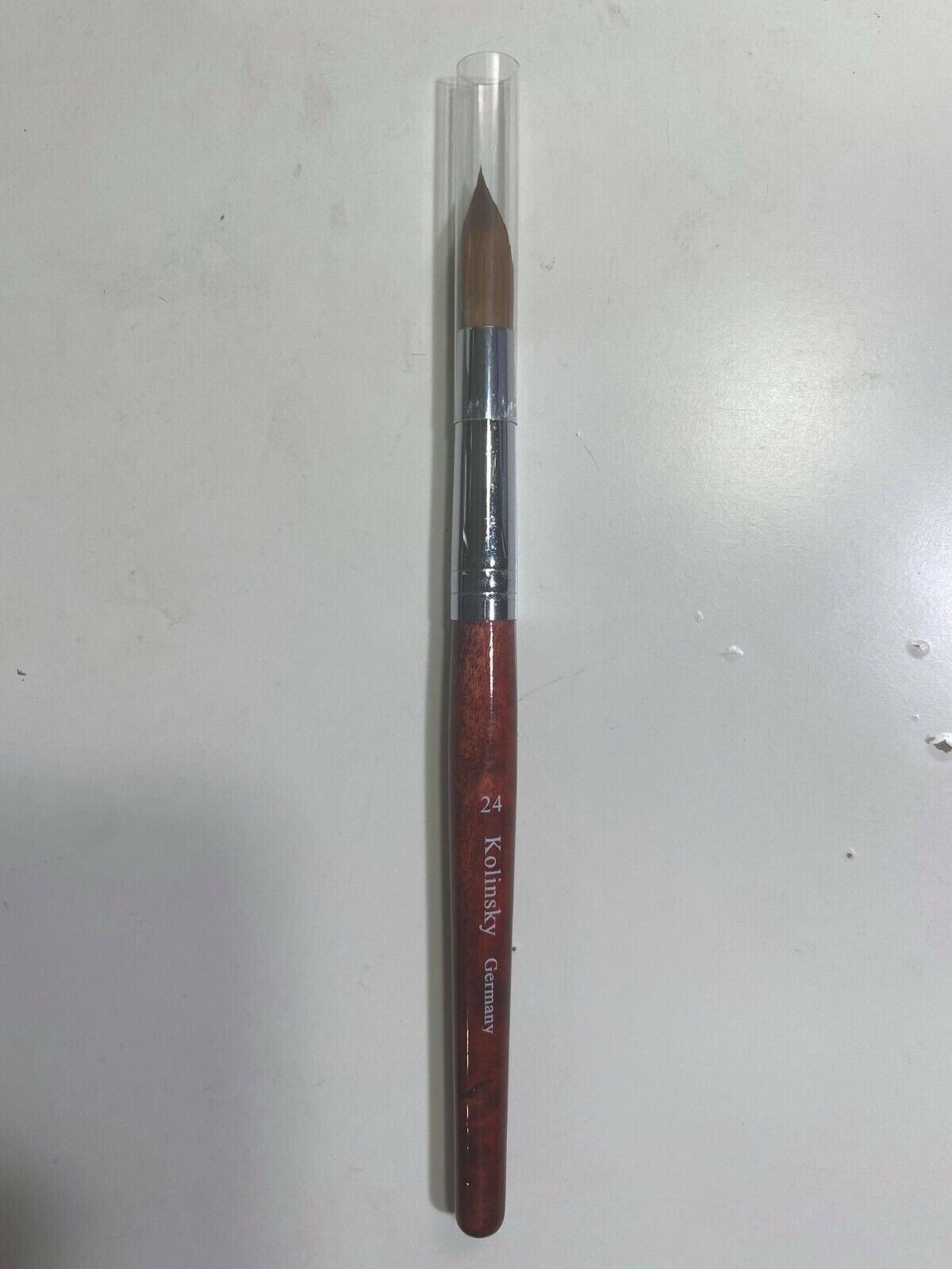 Acrylic Kolinsky Nail Brushes Nail Art Brush RED Wood Crimped Size 24