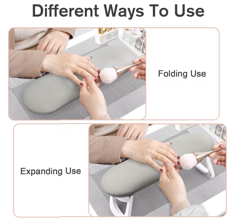 New! Arm Rest for Nails Tech, Foldable PU Leather Nail Arm Rest W/ Nonslip Mat