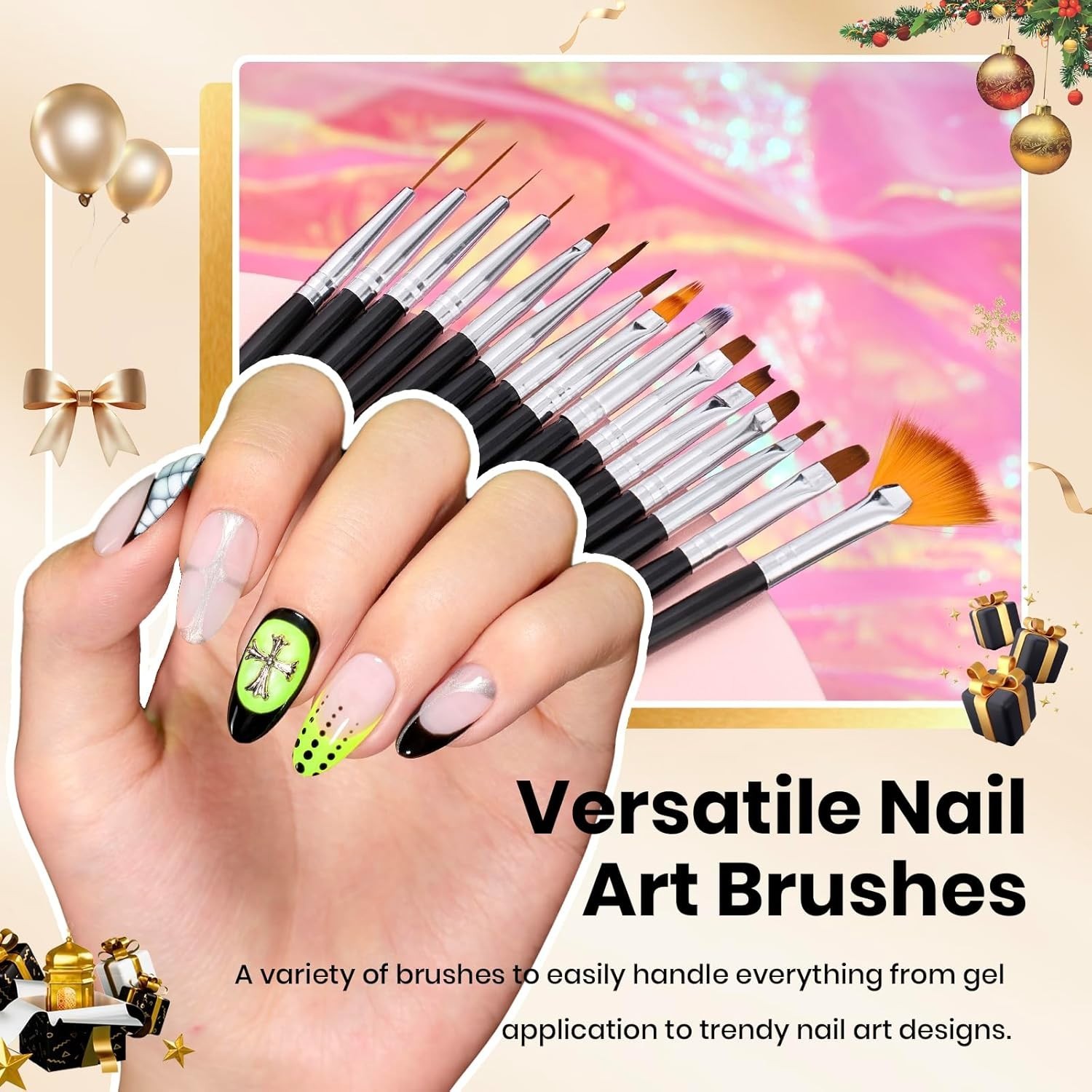 Beetles Nail Art Set – 31pcs, Metal Handles, Multi-Shapes, Colorful, All-in-One