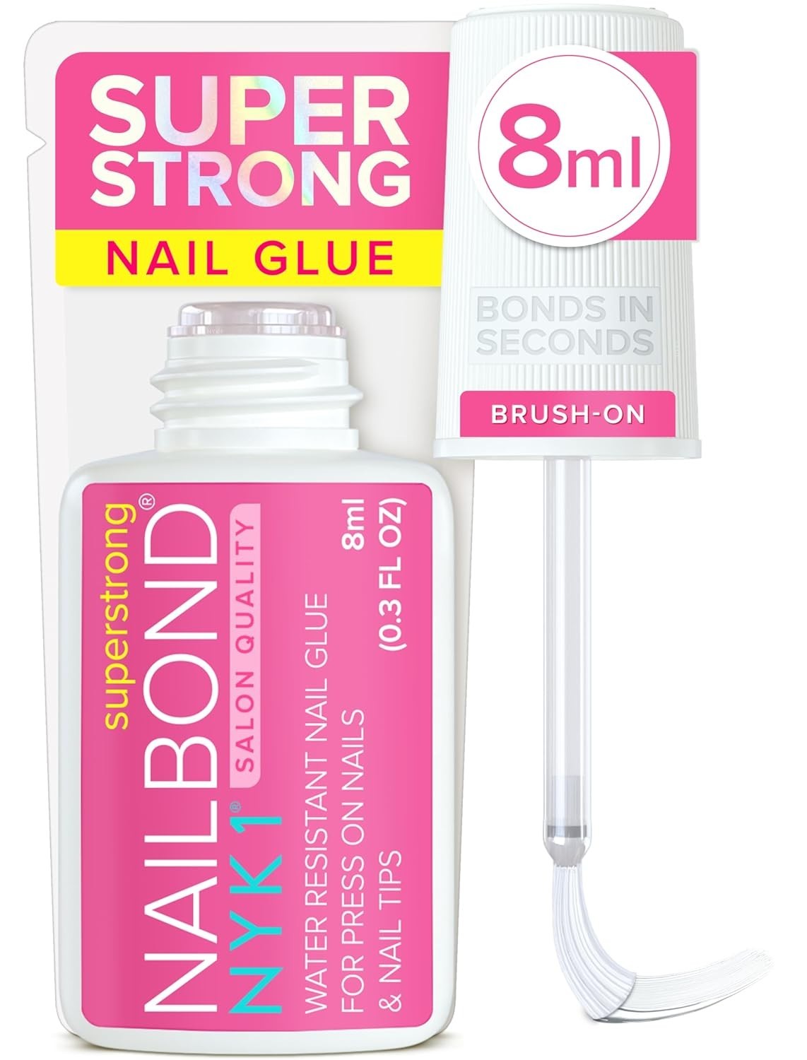 Long-Lasting Clear Nail Glue for Acrylics & Press Ons – Fast Drying 8ml Bottle