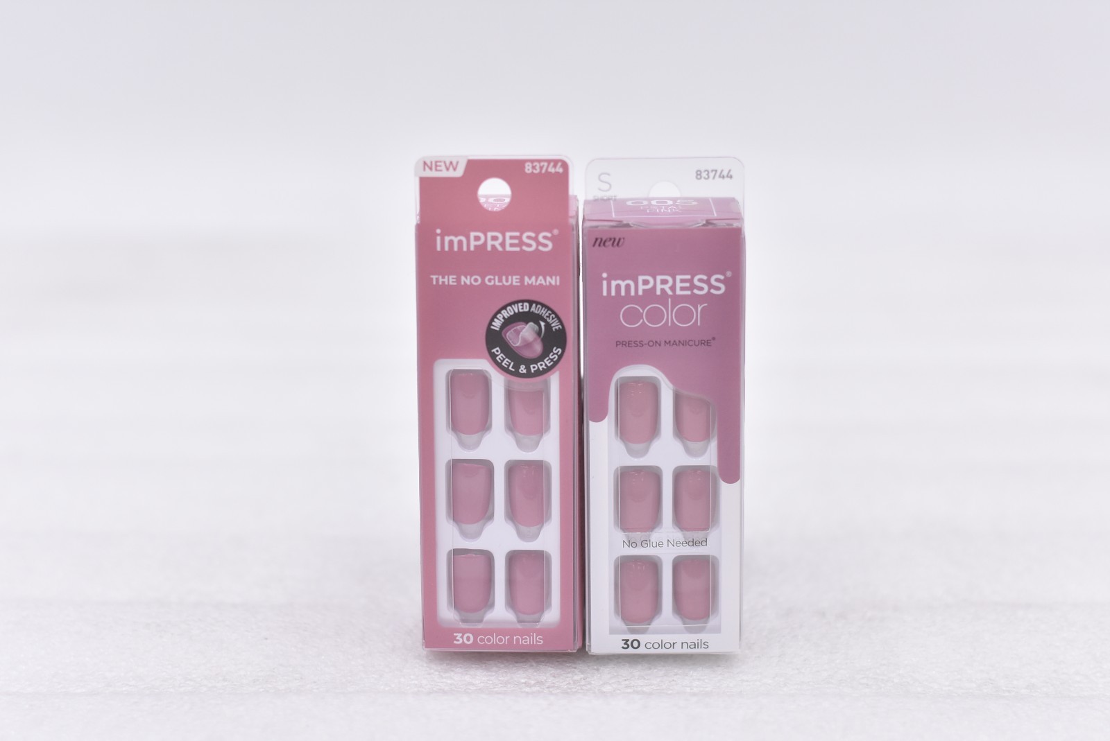 Lot of 2 Kiss Impress Color 005 Petal Pink Short Nails – 30 Nails