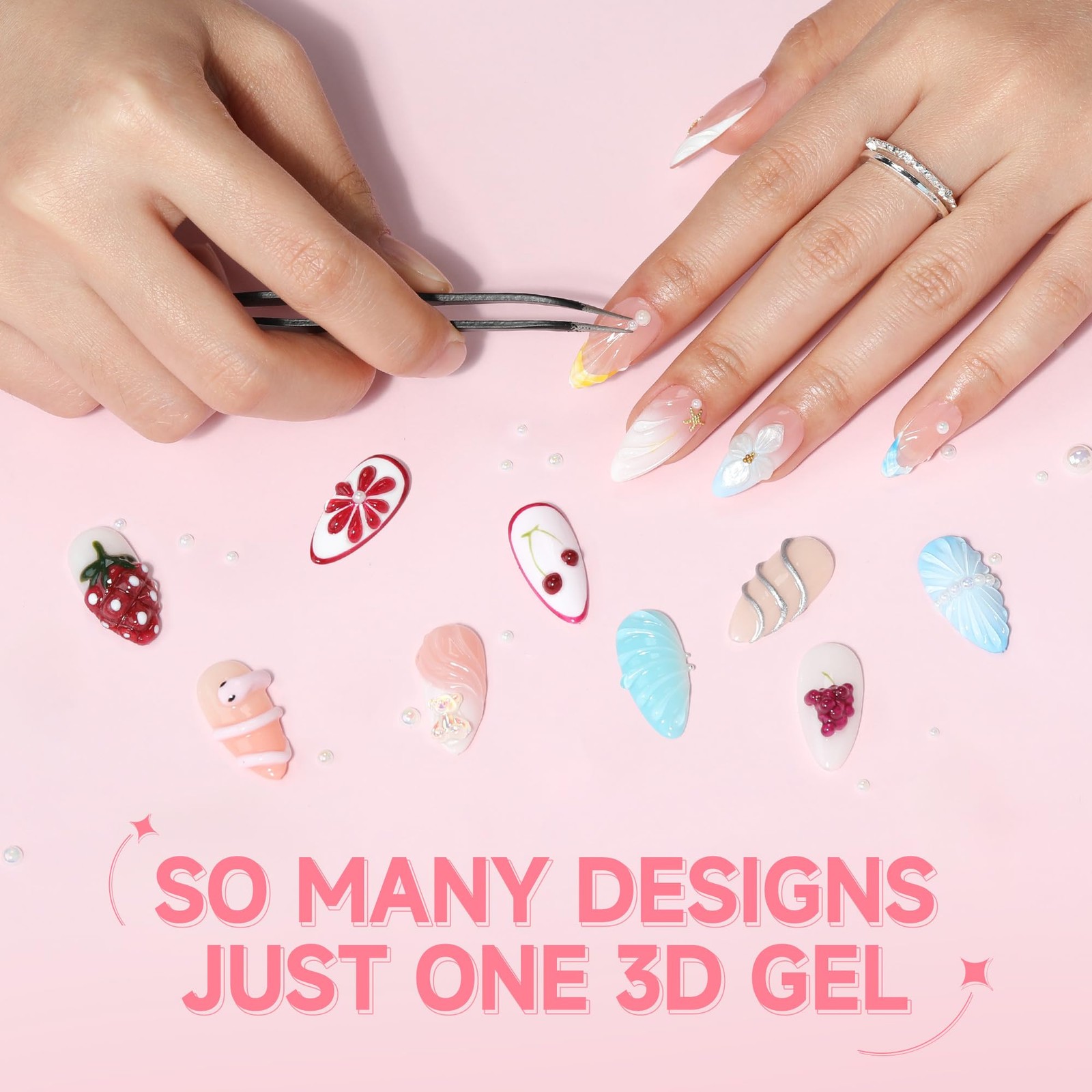 UNA GELLA 3D Gel Nail Art, Sculpting G el Glue 15g 4 in 1 clear