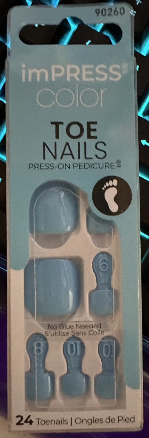Impress! Kiss Peticure Nails TOES Light Blue Color Block 535X My Caffine