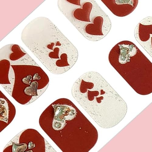 1 Sheets Romantic Valentines Day Nail Gel Stickers 3D Heart Nail Stickers-12