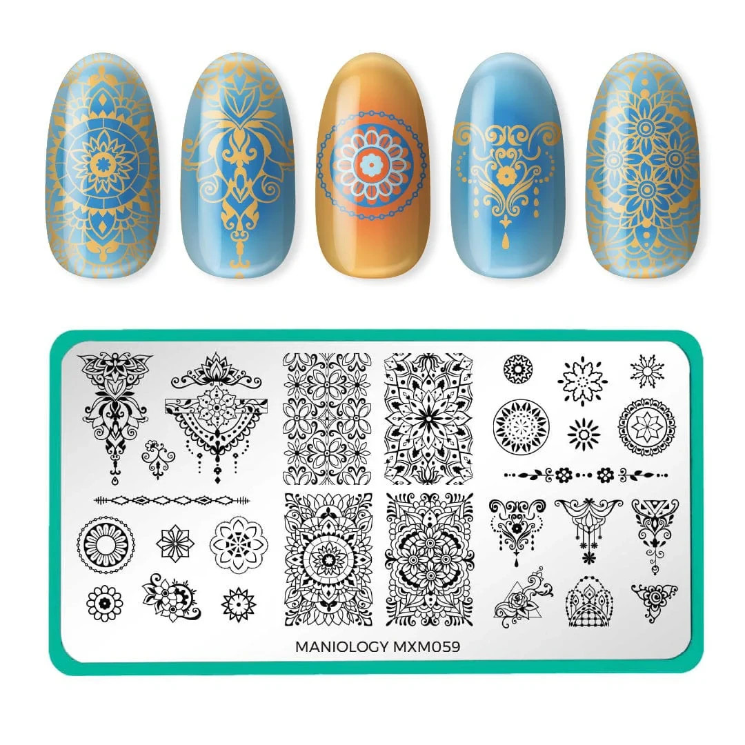 Maniology Mani X Me Nail Stamping Plates Set MXM059 MXM060 Mandala Centered Calm