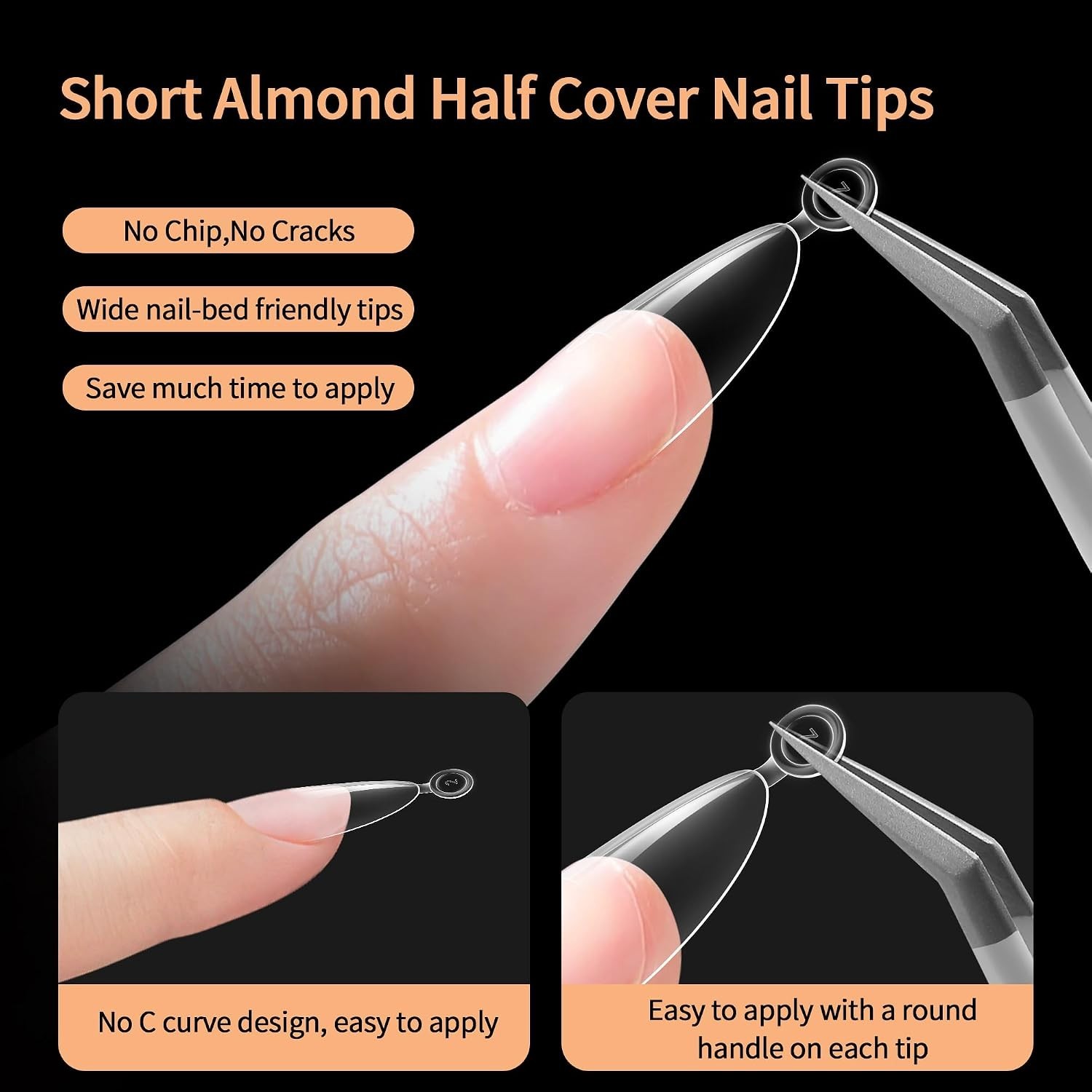 Luxury Clear Almond Nail Tips: 300PCS Soft Gel Press-Ons for Nail Art Lovers