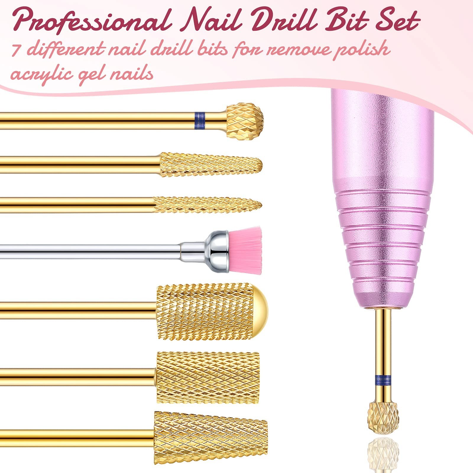 Hestya 7 Pieces Nail Drill Bits Set Tungsten Carbide Drill Bits for Nails Ele…