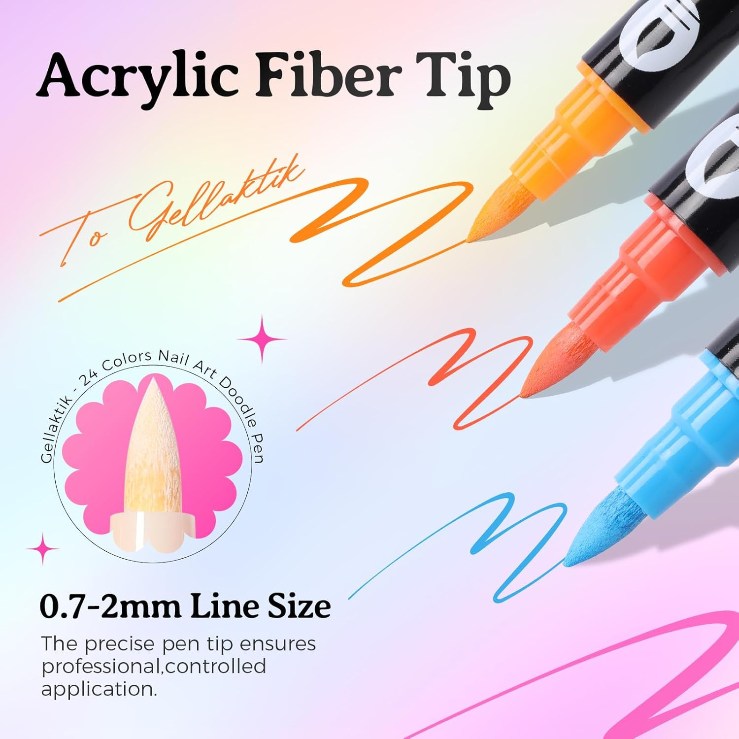 24 Colors(12Pcs-Dual) Nail Art Pens Set, 3D Nail Polish Pens Quick-Drying Acryli