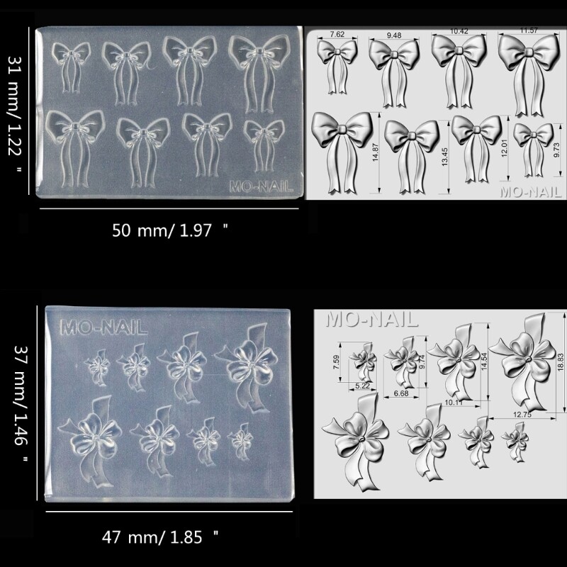 4pcs Easy to Use Mini Art Mold Bowknot Shaped Stencils Silicone Molds