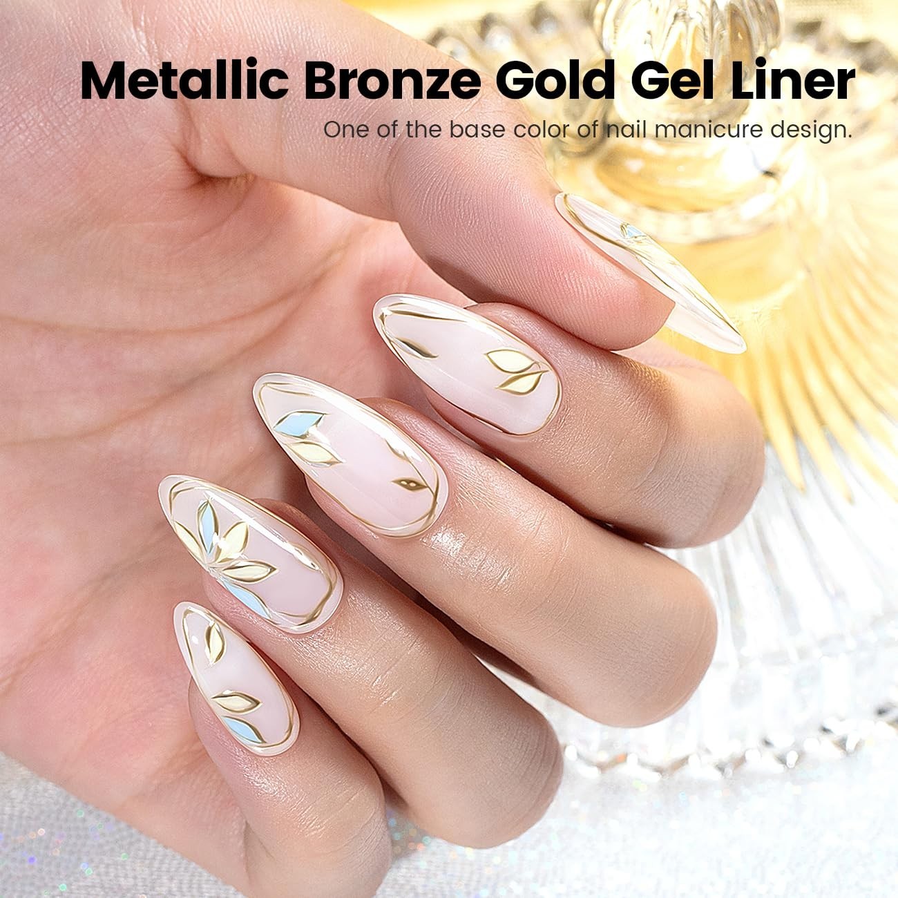 8ml Metallic Bronze Gold Nail Art Gel Liner – Chrome Mirror Effect for Elegance