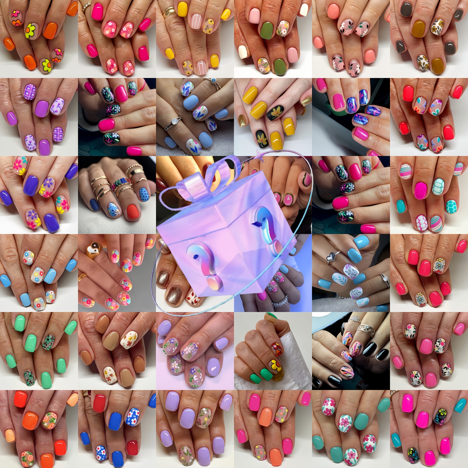 1LB Random Press On Nails Mixed Styles Random Shapes Bulk Fake Nail Set Designs