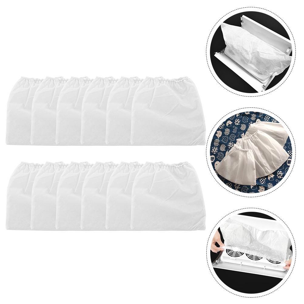 12Pcs Durable Dust Collector Bag for Nail Salon Nonwoven Fabric White