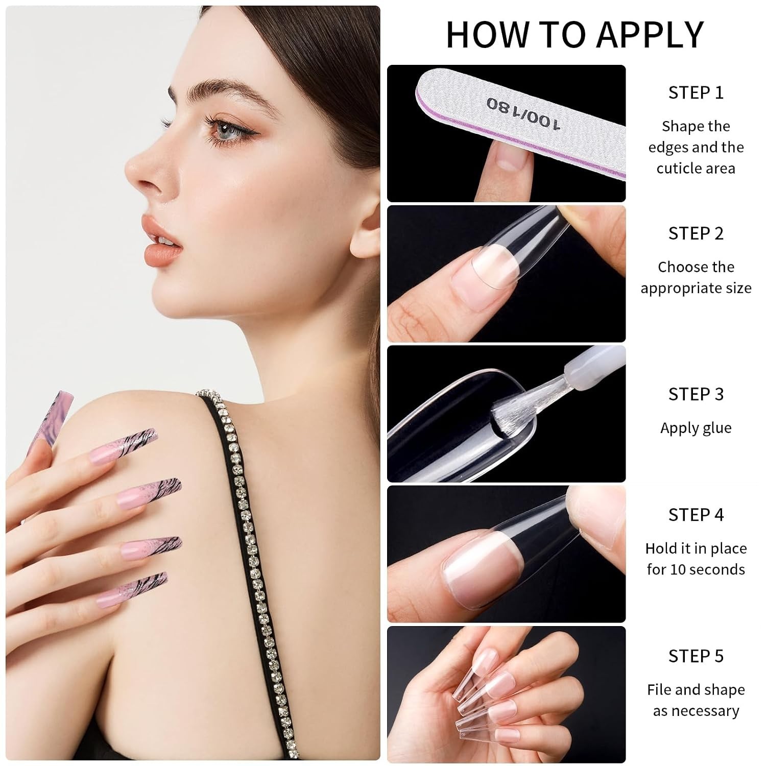 600 Pcs Clear Coffin Nail Tips, Acrylic Nail Kit, Clear Press On Nails, Long …