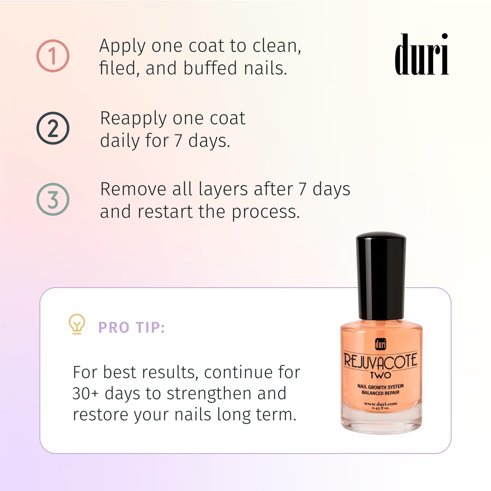 Duri Rejuvacote 2 Nail Growth Base and Top Coat, Balanced Repair – Nail Harde…