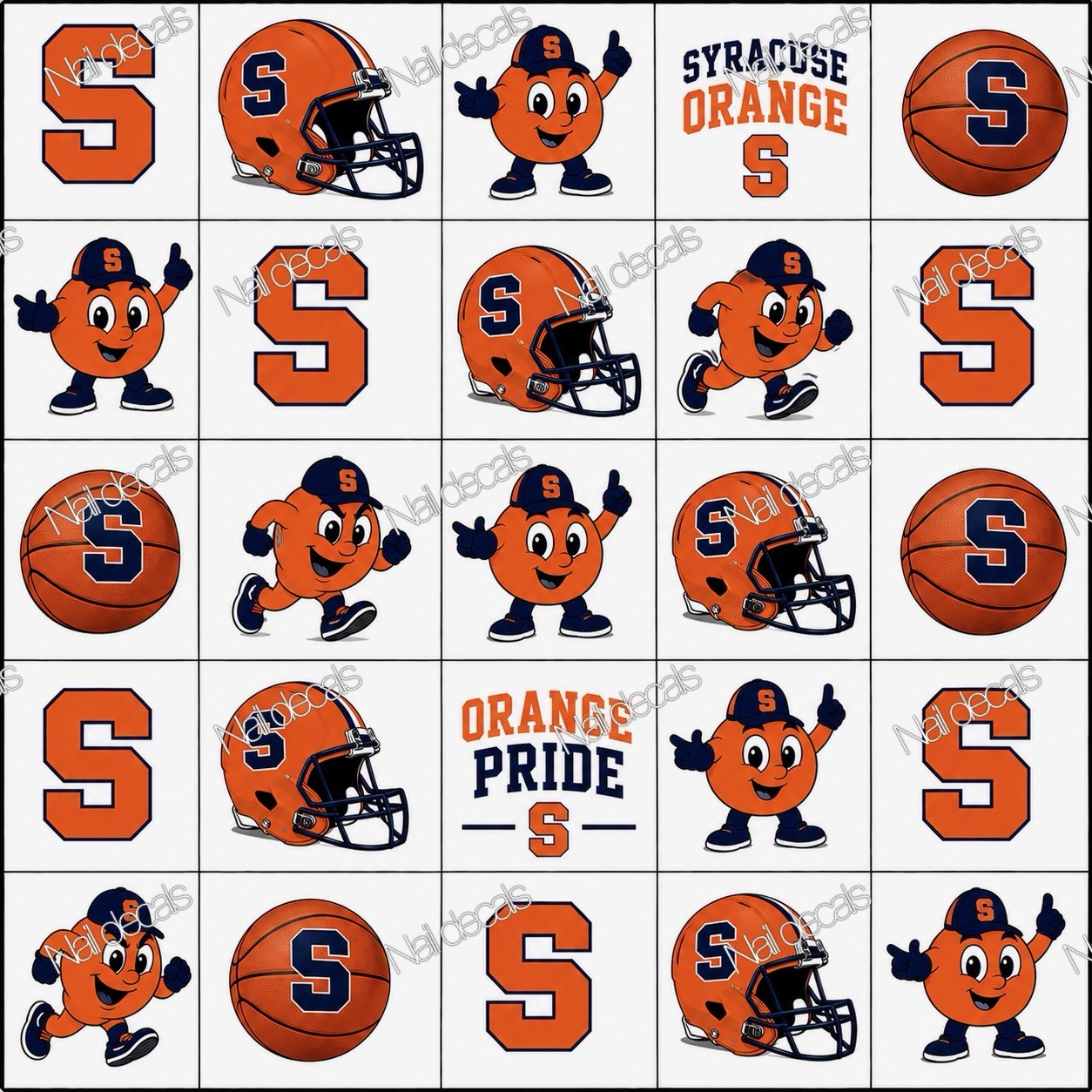 Syracuse Orange Finger Nail Waterslide Decals set of 50 JM + Instructions