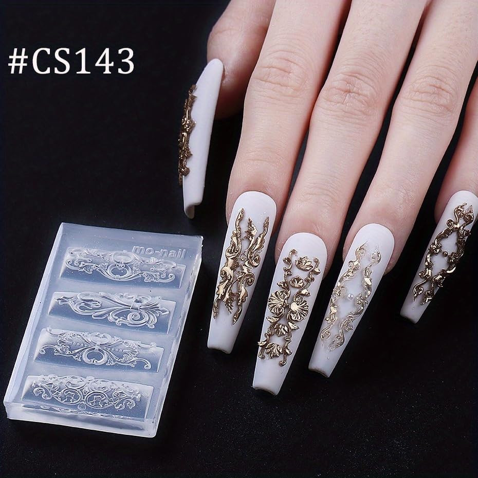 Silicone Nail Art Molds Set: 3Pcs Boho Style 3D Carved Design Templates – Elegan