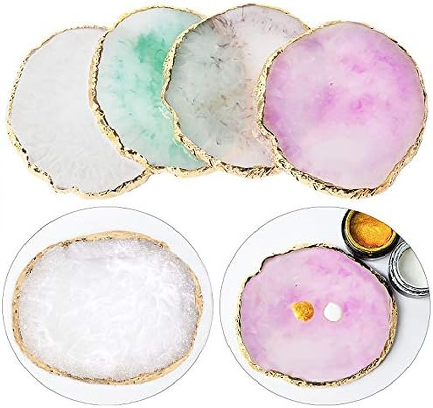 Resin Nail Art Palette,Nail Art Painting Mixed Color Palette Gold Edge Nail Gel