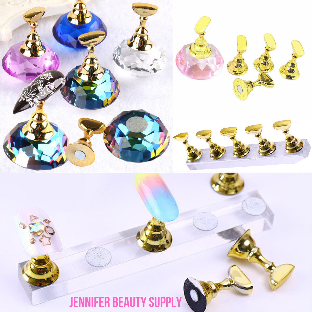 Crystal Magnetic Manicure Nail Art Practice Display Stand False Tip Holder Tool
