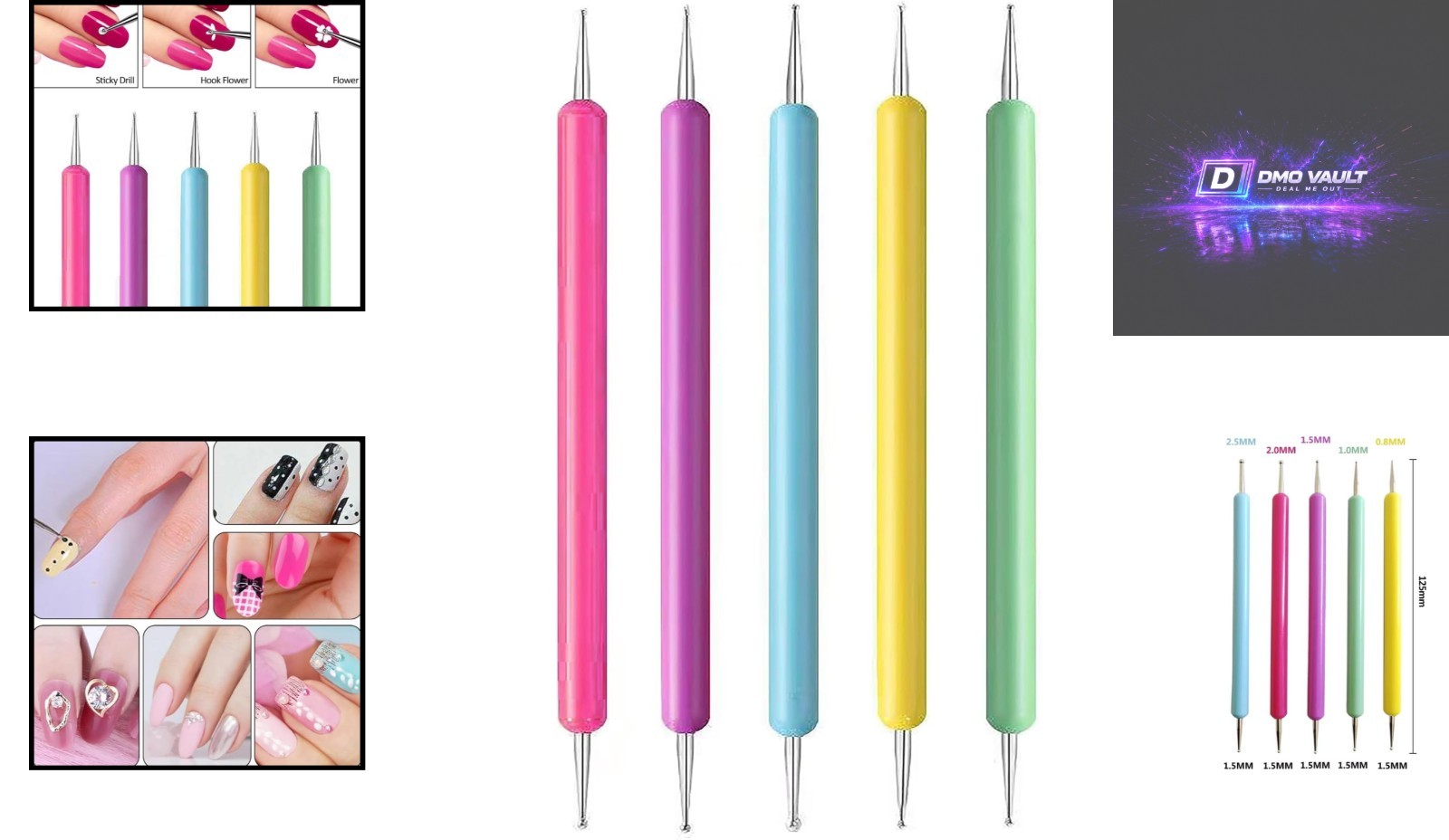 Nail Art Mastery: 5-Piece Dotting Pen Set with 10 Durable Tips for All Levels