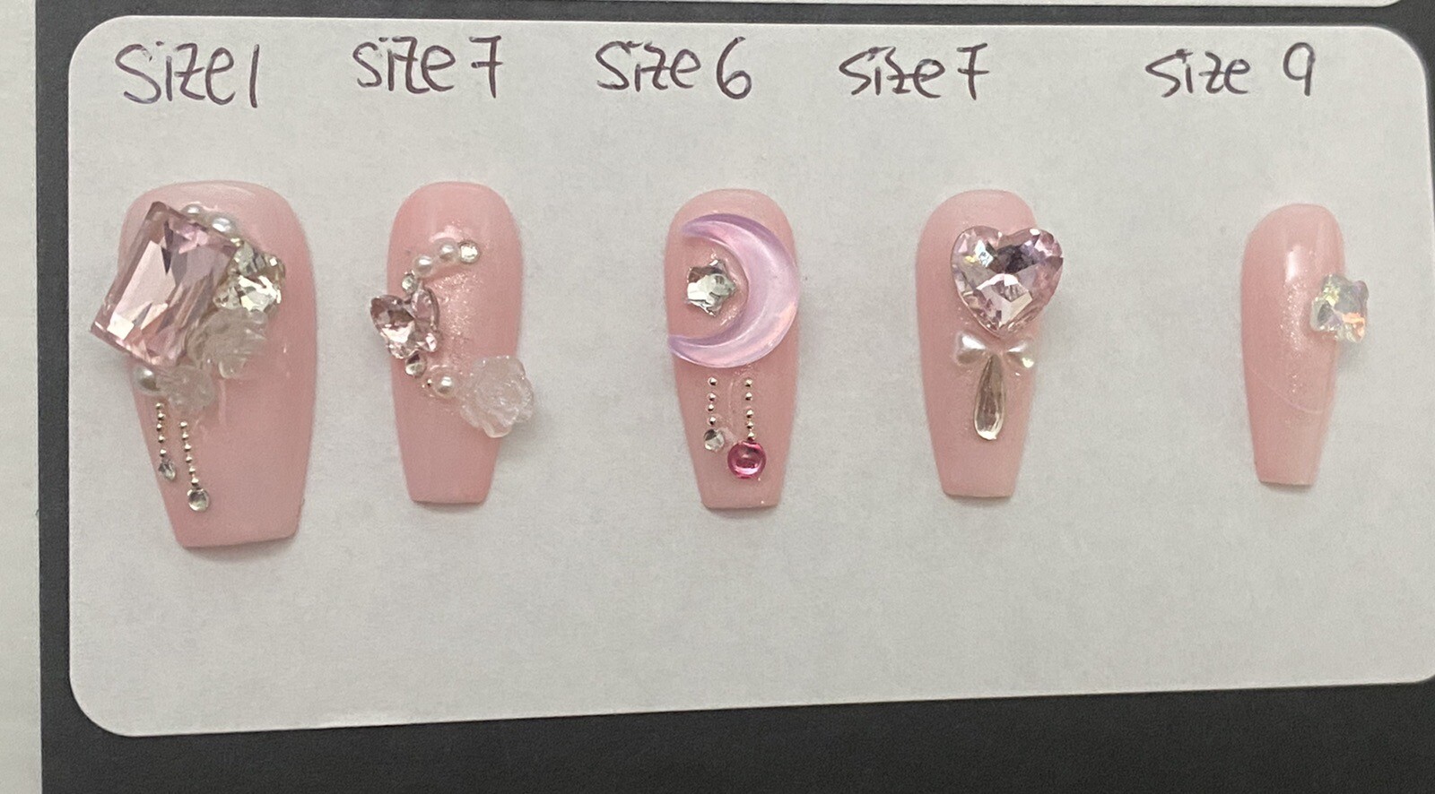 Diamond Shine Pink Nails- Custom Gel Press on Nails Handmade 10 pc set MEDIUM