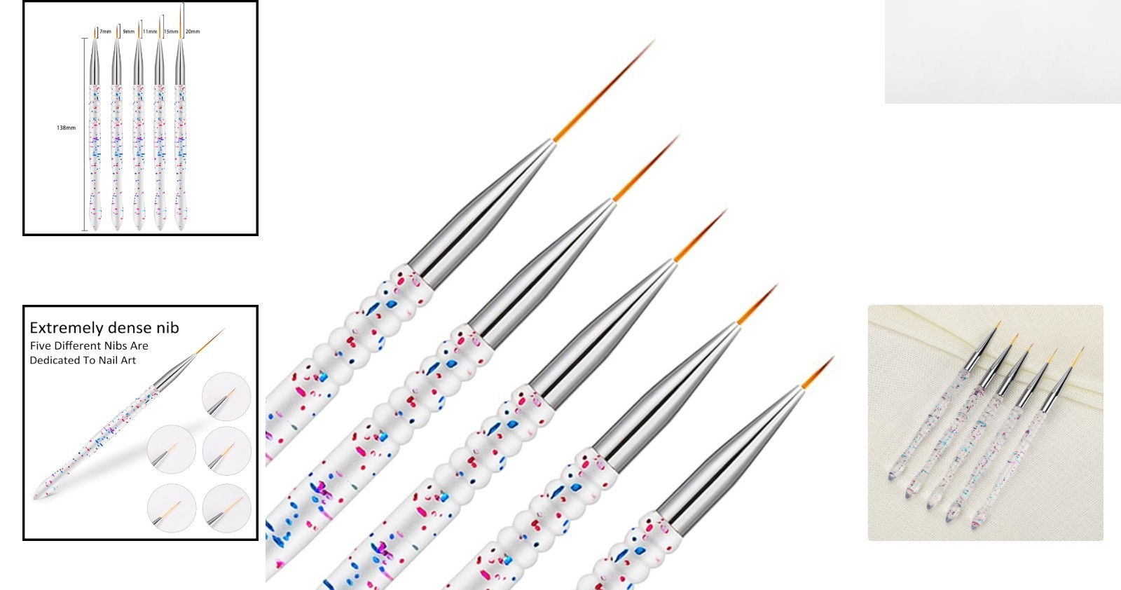 Luxury Nail Art Liner Brush Set – 5 Sizes for Detailed Nail Designs and More